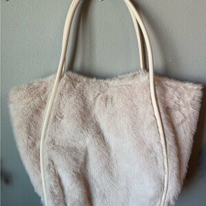 Victoria's Secret Soft Cream Faux Fur Tote